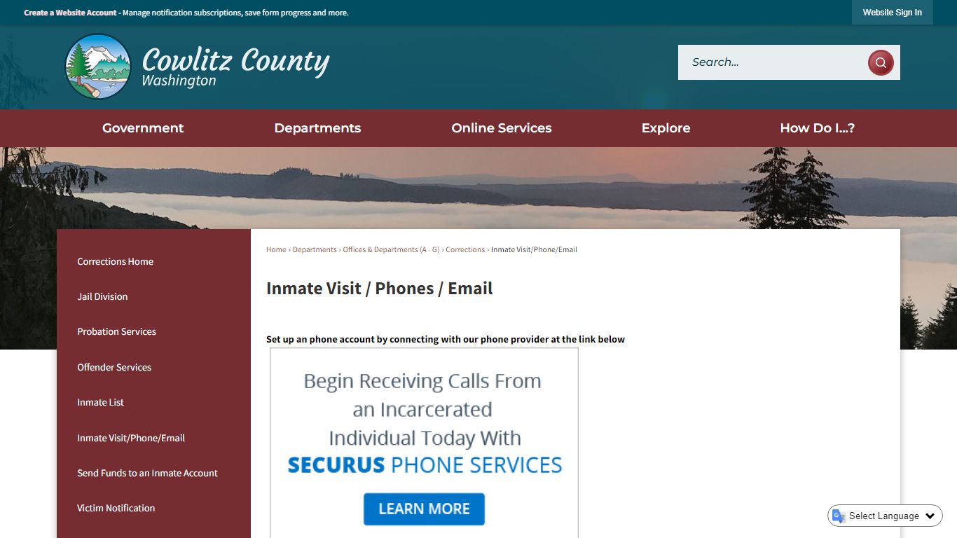 Inmate Visit / Phones / Email | Cowlitz County, WA - Official Website