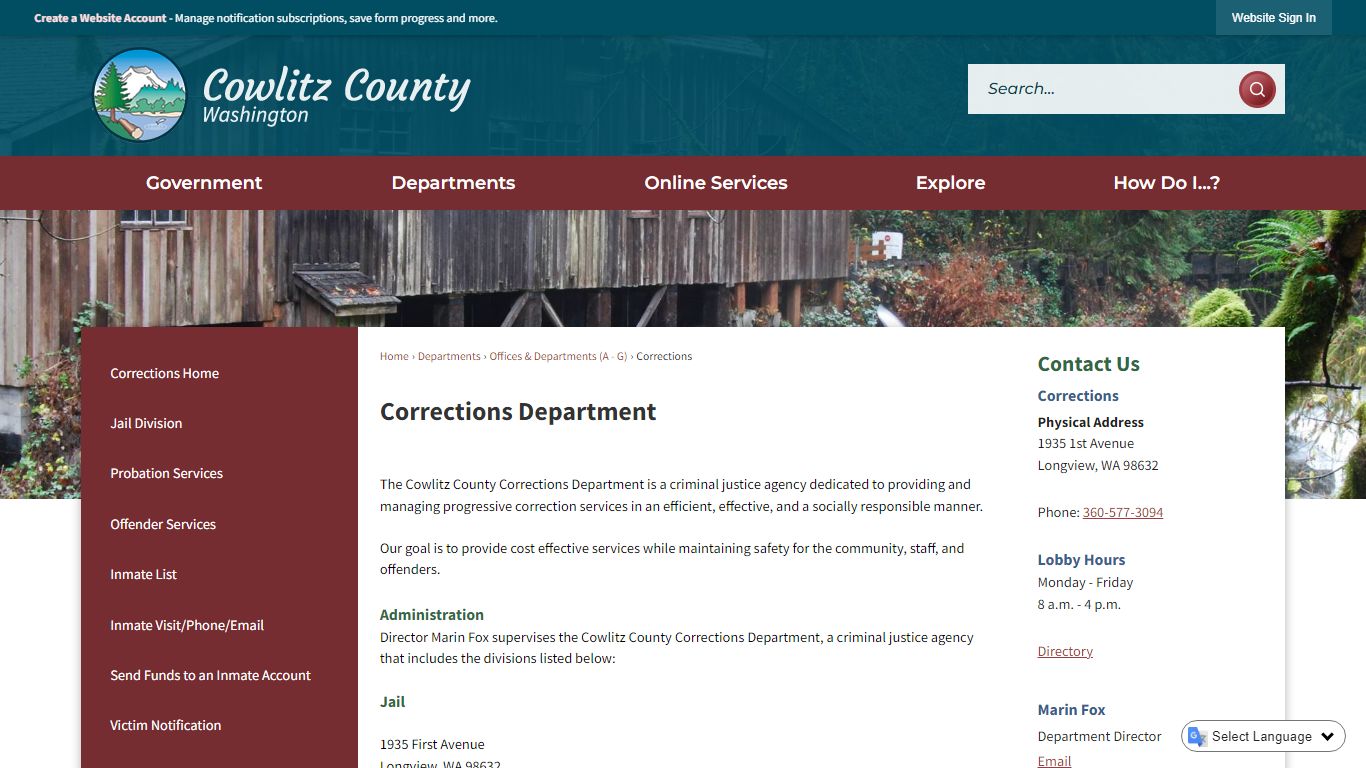 Corrections Department | Cowlitz County, WA - Official Website